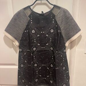 Coach Black and Gray Floral Blouse